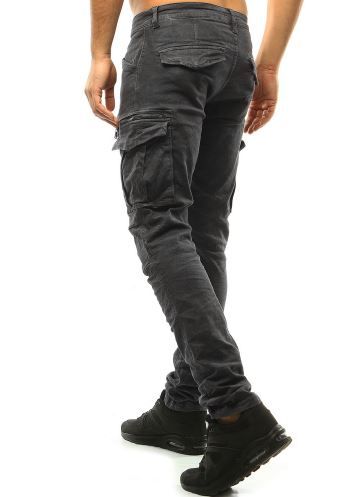 męskie spodnie typu bojówki szare